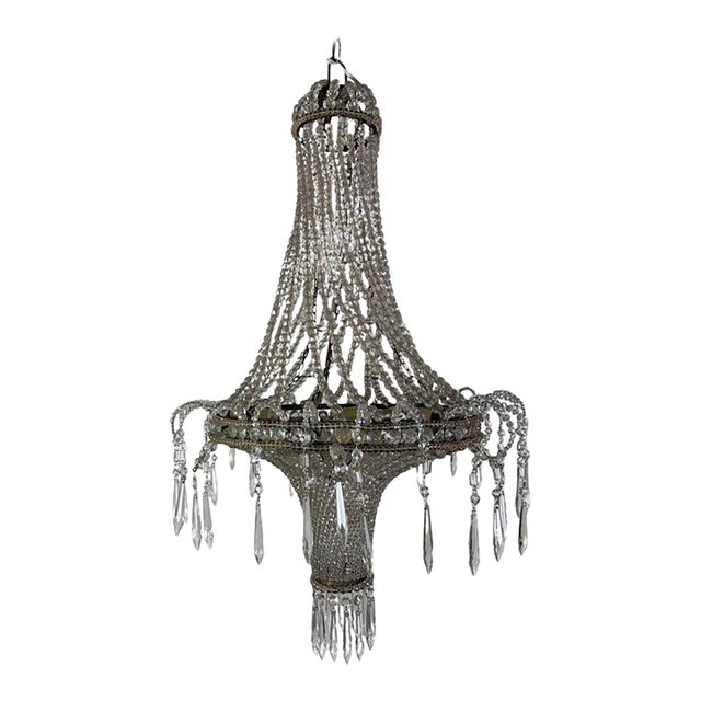 Early 20th Century Empire-Style Crystal Beaded Chandelier For Sale
