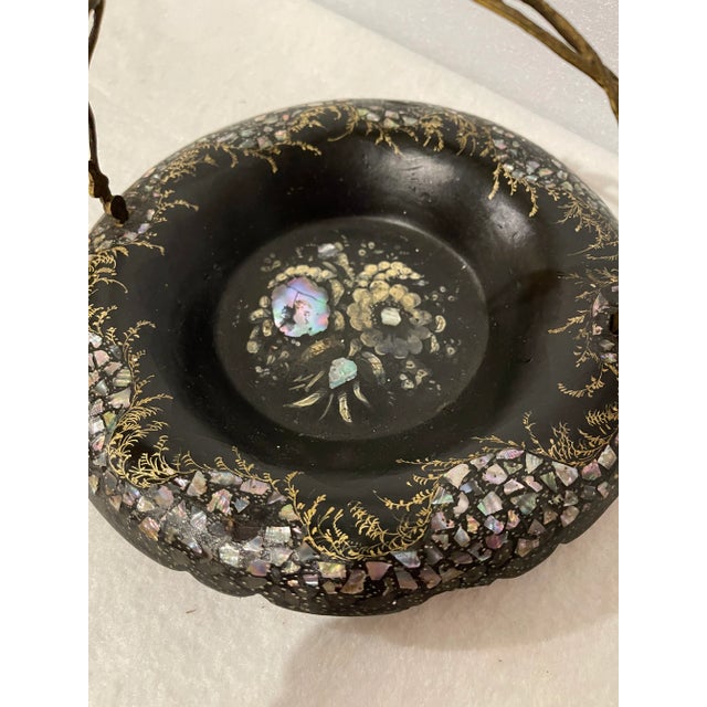 This lovely Mid 19th Century Antique English Victorian Papier-mâché Calling Card Basket, probably made in Wolverhampton,...