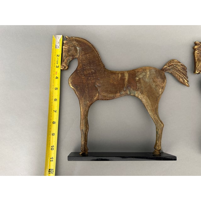 Vintage Heavy Bronze Standing Horse Equestrian Sculpture Book Ends Argentina For Sale - Image 12 of 12