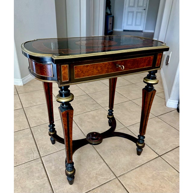 Wood Antique 19th-Century French Napoleon III Work or Vanity Side Table For Sale - Image 7 of 18