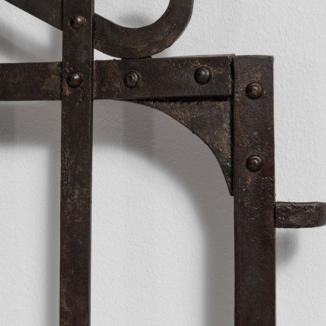 Metal 19th Century France Charcoal Wrought Iron Gate For Sale - Image 7 of 15
