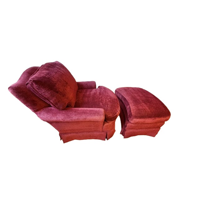 Wood Custom Lounge Chair & Ottoman Set in Burgundy by Dapha For Sale - Image 7 of 18