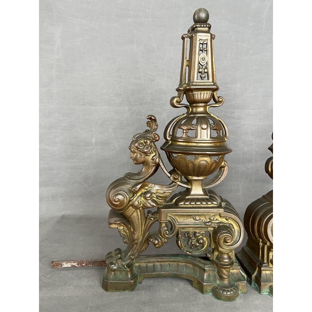 Antique French Andirons, 1860, Set of 2 For Sale - Image 5 of 13