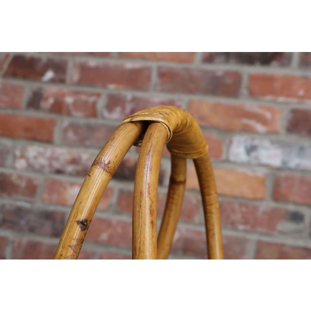 Vintage Italian Oval Bar Cart / Trolley on Caster Wheels in Bamboo and Rattan For Sale - Image 9 of 18