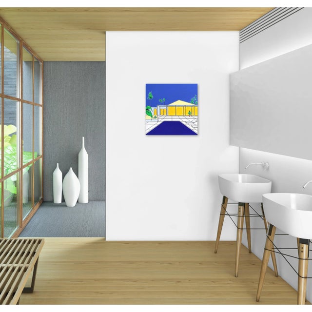 Textile ''Palm House'' Contemporary House Portrait Acrylic Painting by Jonjo Elliott For Sale - Image 7 of 9