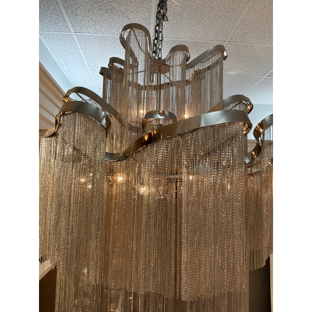 Modern Myran Allan Luxury Lighting Modern Silver Finished Chain Link Chandelier For Sale - Image 3 of 5