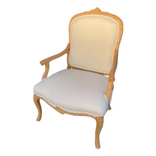 Faux Bois French Style Large Fauteuil Chair For Sale