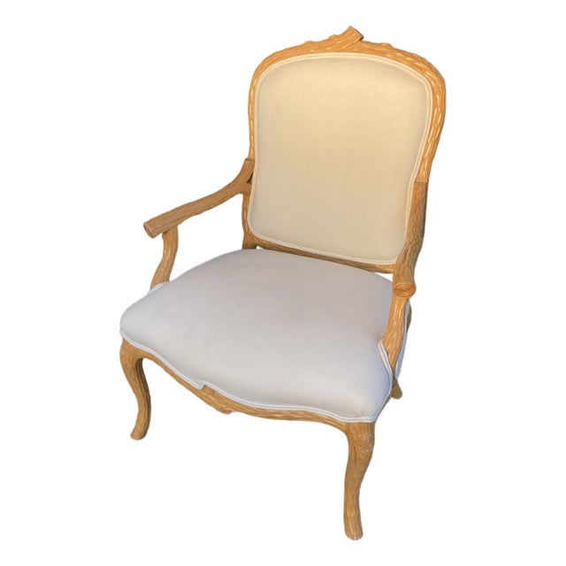 Faux Bois French Style Large Fauteuil Chair For Sale