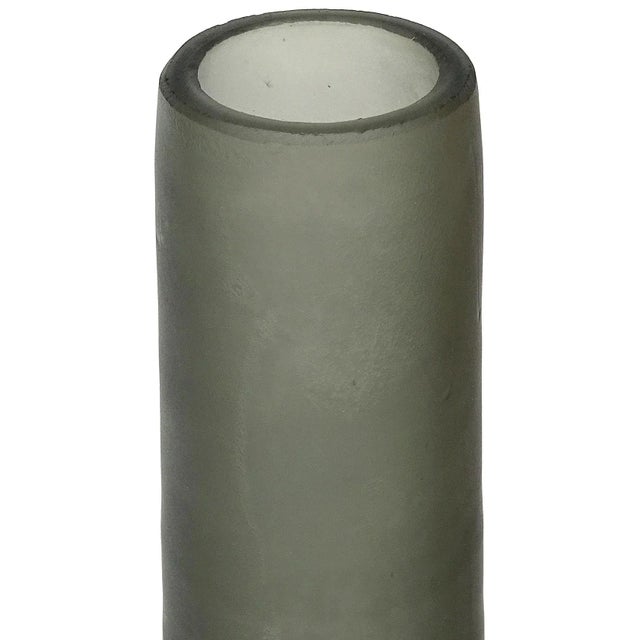 Beautiful and unusual, vintage Murano hand blown dark grey satin surface Italian art glass flower vase. Documented to...