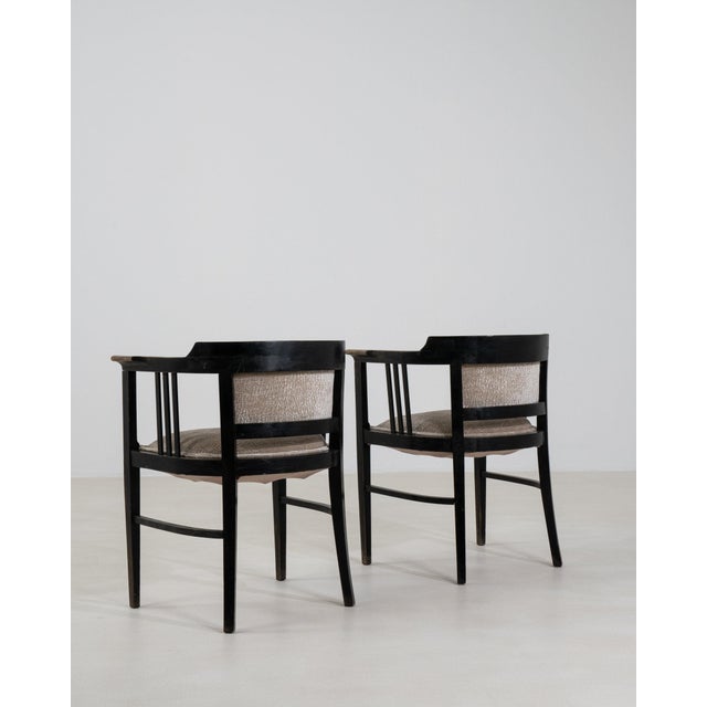 19th Century France Art Nouveau Black Wood Armchair For Sale - Image 9 of 11