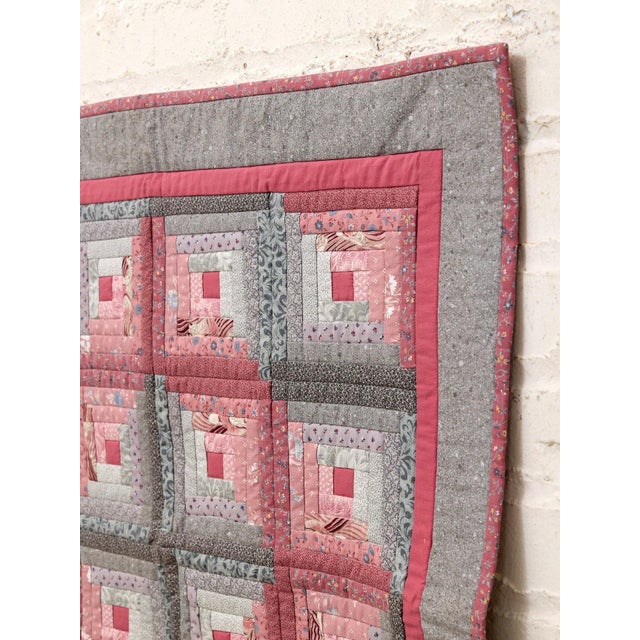 Mid 20th Century Pink Vintage Quilt For Sale - Image 5 of 9