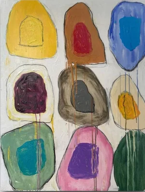 "Large Gridish #25" Contemporary Multimedia Abstract Painting by G. Campbell Lyman