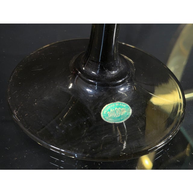 Dark Gray Vintage Balboa Venetian Smoked Glass Footed Decanters / Vases Handmade in Italy - A Pair For Sale - Image 8 of 9