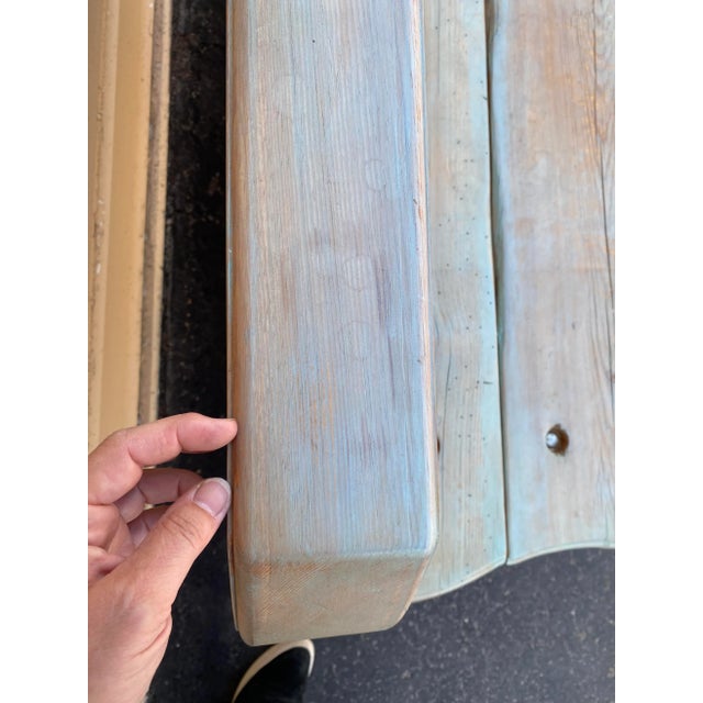 Turquoise Modernist Minimalist Organic Modern Coastal Pine Bench For Sale - Image 8 of 13