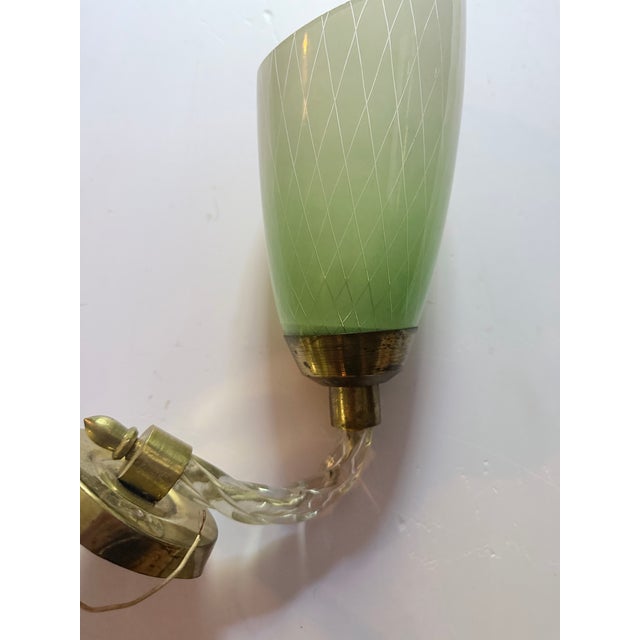 1950s 1950s Italian Murano Reticello Green Glass Wall Sconce by Barovier & Toso For Sale - Image 5 of 10