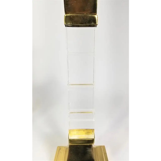 Lucite and Brass Large Candle Holders Candlesticks 1970s. Mid Century For Sale - Image 13 of 14