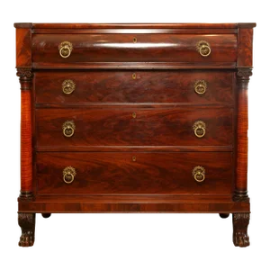 Antique American Empire Mahogany Wood 4 Drawer Chest W/ Claw Feet
