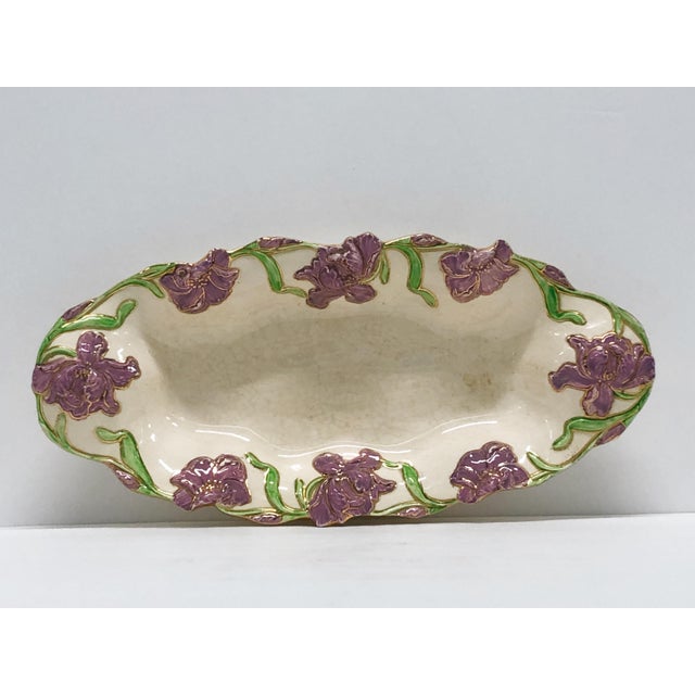 Hollywood Regency Antique 1920s Hand Painted Porcelain Serving Dish For Sale - Image 3 of 3
