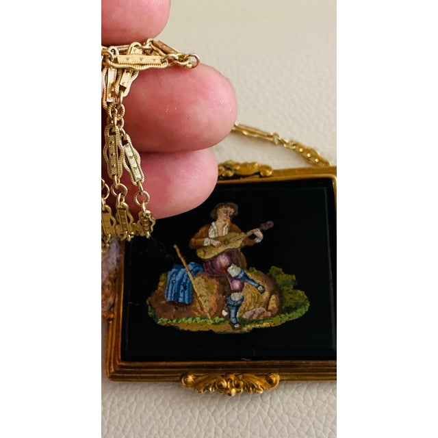 1900 - 1909 Antique Micro Mosaic Pendant Necklace – 14k Gold Frame For Sale - Image 5 of 10