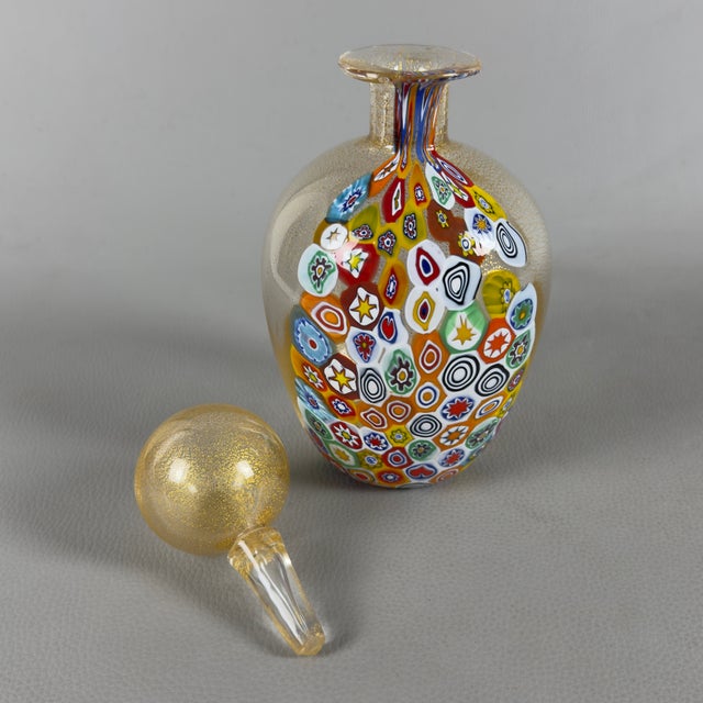 1970s Millefiori Murano Glass Bottle with Gold Leaf and Murrine from Gambaro & Poggi, 1970s For Sale - Image 5 of 12