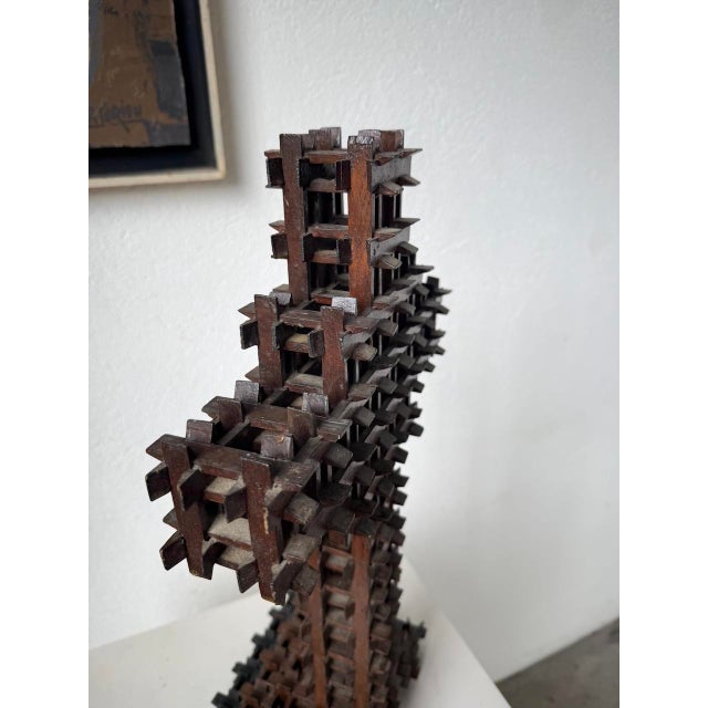 Tramp Art Crucifix Sculpture, 1900s For Sale - Image 9 of 18