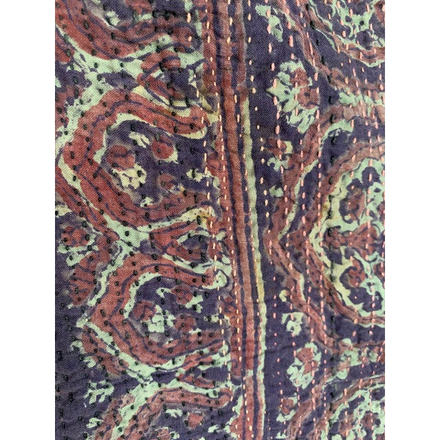 Vintage Indian Geometric Patchwork Textile Art – Large Tribal Style Quilt / Tapestry For Sale - Image 6 of 7