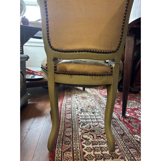 Louis XV Style Painted Side Chair With Floral Tapestry For Sale - Image 4 of 4
