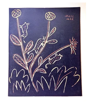Pablo Picasso, Flowers / Plante aux Toritos, Original Linocut, 1962