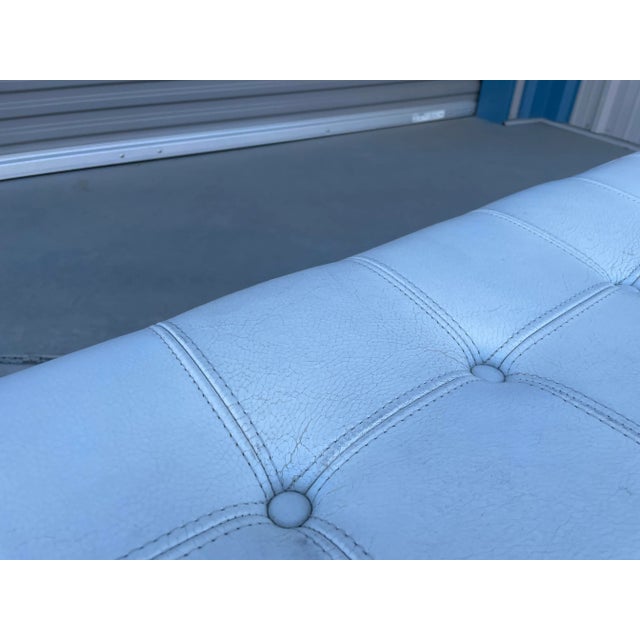 Vintage Leather & Steel Bench For Sale - Image 12 of 13