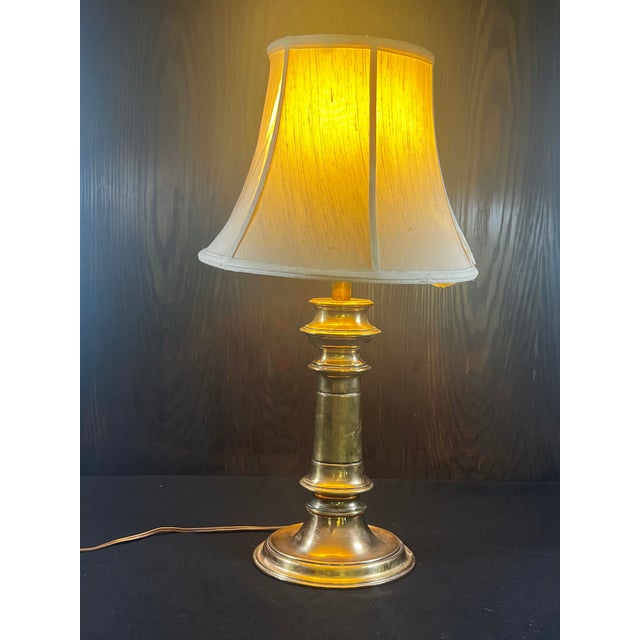 Hollywood Regency Vintage Brass Table Lamp Stiffel For Sale - Image 3 of 11