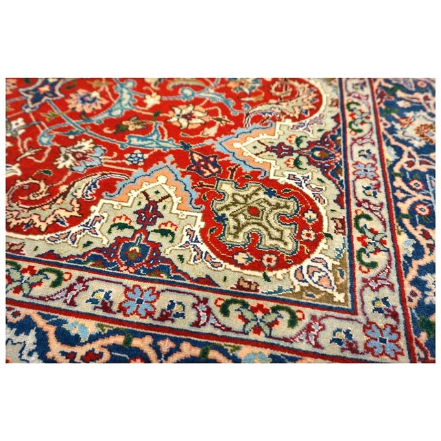 Textile Antique Persian Tabriz Wool 3x5 Red & Navy Handmade Area Rug #1143878 For Sale - Image 7 of 12