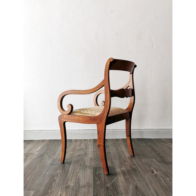 Beige Biedermeier Armchair in Oak and Cherry, 1830s For Sale - Image 8 of 15