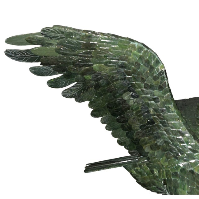 Mid 20th Century Monumental 20th Century Chinese Spinach Jade Carved Eagle on Naturalistic Base For Sale - Image 5 of 11