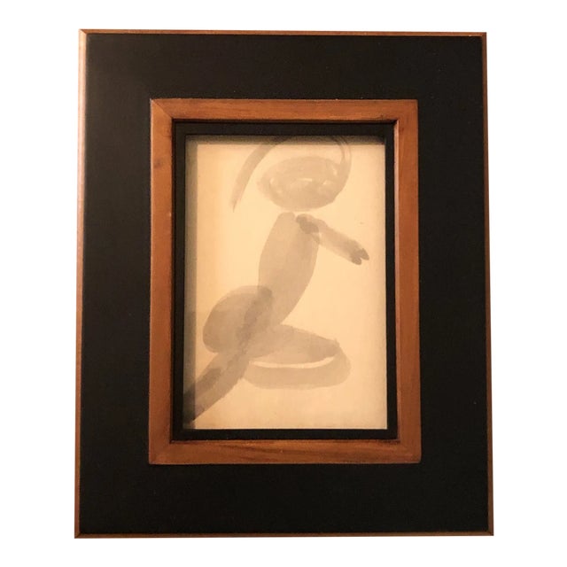 Vintage Original Nude Abstract Watercolor Painting Wood Photo Frame For Sale
