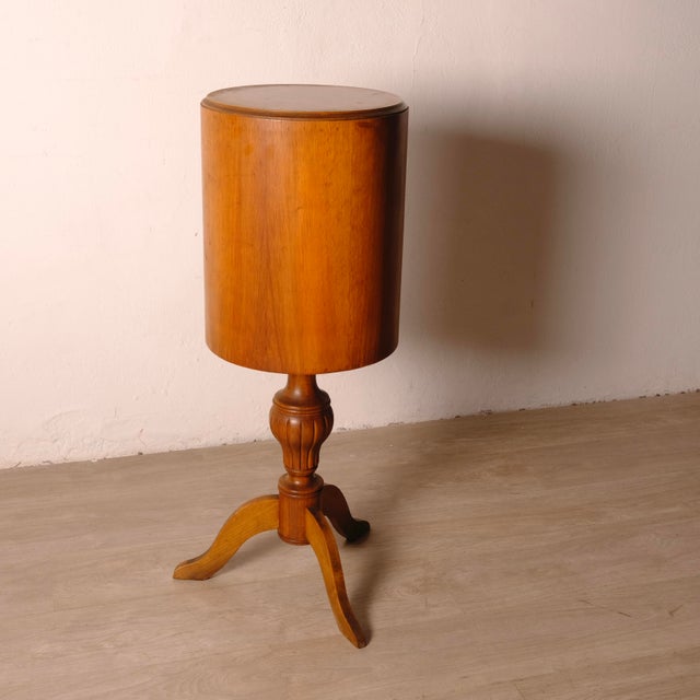 Wood Antique Wooden Column Bedside Table, Early 1900s For Sale - Image 7 of 16