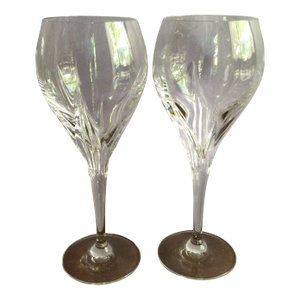 Gorham Trinity Cut Crystal Tulip Bowl Water Goblet-Set of 2