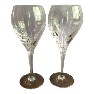 Gorham Trinity Cut Crystal Tulip Bowl Water Goblet-Set of 2 (Look at Photos for Better Appeal) For Sale