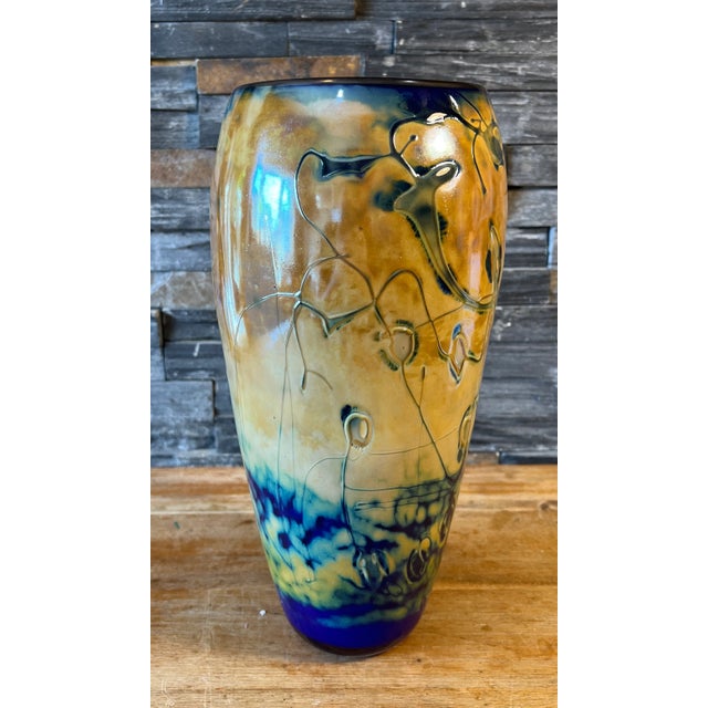 Art Glass Vase Abstract Multicolor Design For Sale - Image 10 of 12