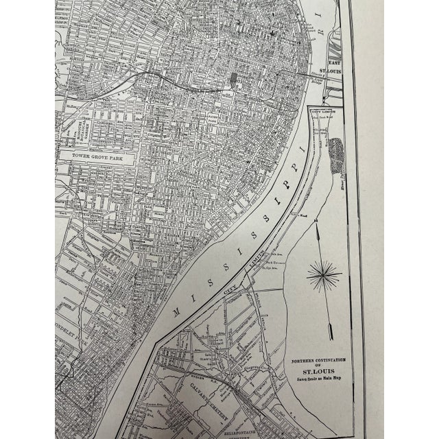 Antique 1920s St Louis Missouri City Map For Sale - Image 4 of 5