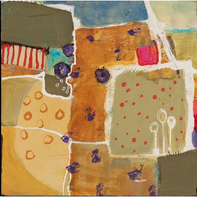 Framed original mixed-media art from Sarasota, FL-based artist Jill Krasner. The piece was painted on a board and framed...