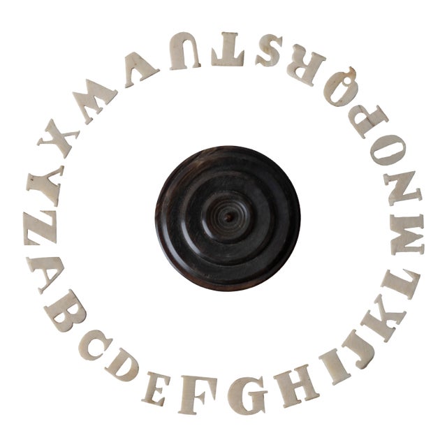 Victorian Bone Alphabet Letters in Turned Horn Box, c.1840 For Sale