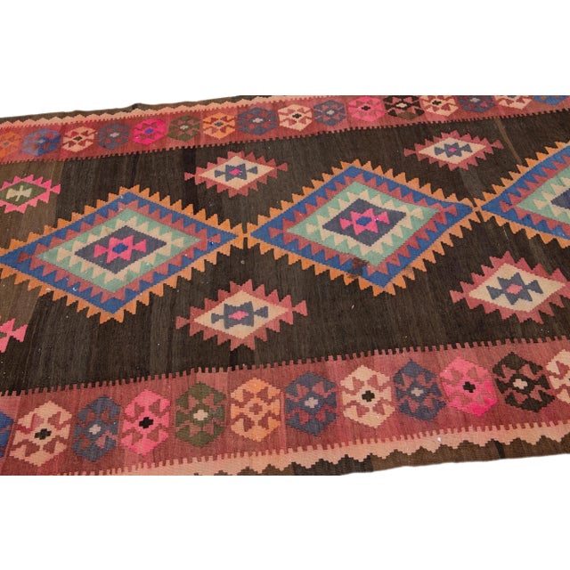 Tribal Mid-20th Century Turkish Kilim Multicolor Handmade Tribal Wool Rug For Sale - Image 3 of 8