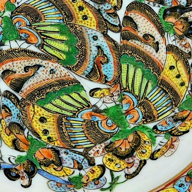 Green Chinese Thousand Butterflies Multicolor Plate For Sale - Image 8 of 13