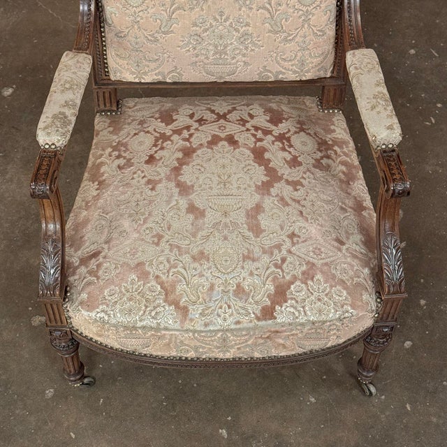 Pair of 19th Century French Louis XVI Carved Walnut Armchairs ~ Fauteuils For Sale - Image 13 of 18