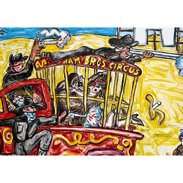 Printmaking Materials Red Grooms, Huge Red Grooms Monotype Oil Painting LA Hollywood Circus Film Cartoon Pop Art, 2006 For Sale - Image 7 of 18