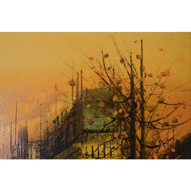 1960s Vintage Giovanni Lentini Brutalist Paris Cityscape Paintings - A Pair For Sale - Image 5 of 8