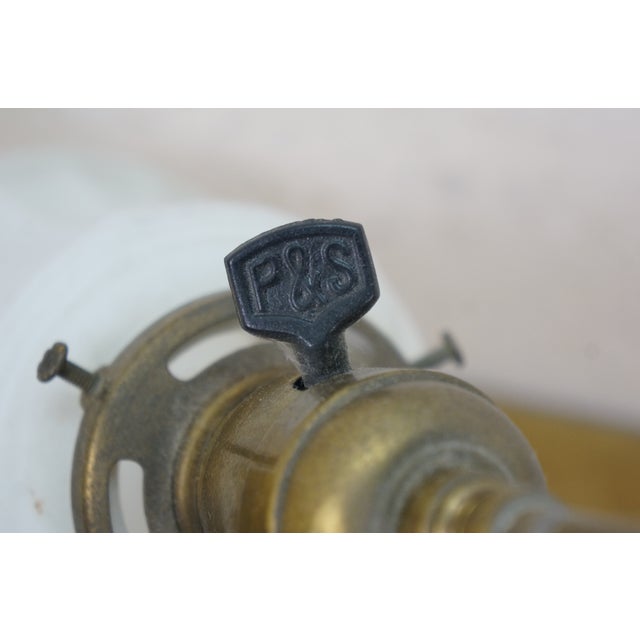 Antique Victorian Brass Milk Glass Stick Pendant Ceiling Light 35" For Sale - Image 11 of 13