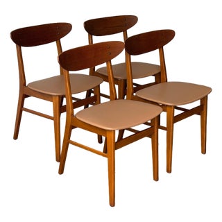 Danish Teak Dining Chairs Set of 4 – Vintage Mid Century Modern Chairs 1960s For Sale