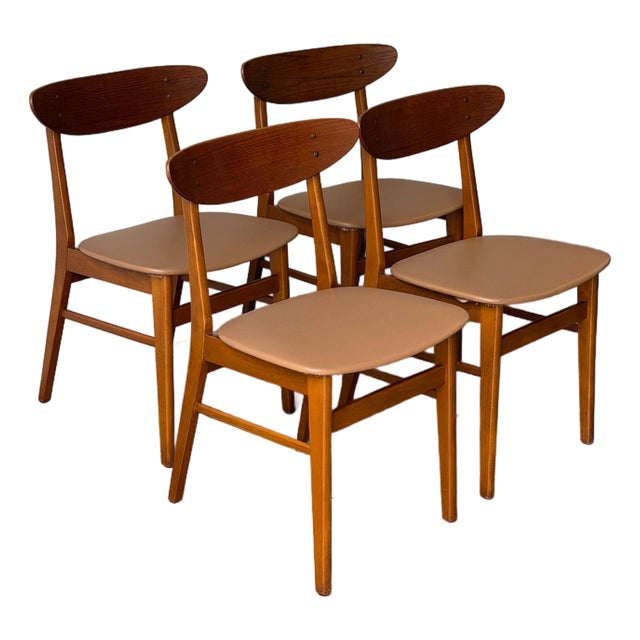 Danish Teak Dining Chairs Set of 4 – Vintage Mid Century Modern Chairs 1960s For Sale