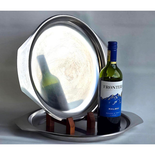 1960s Danish Stainless Steel Trays by Kalmar, a Pair For Sale In Miami - Image 6 of 12